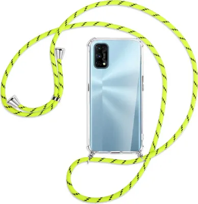 Produktbild von Handykette Backcover-Schutzhülle mit Band (Metall silberfarben) für Realme 7 Pro - neongelb