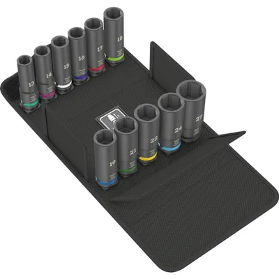 Immagine prodotto di Wera 05004841001, set di chiavi a bussola, nero, 11 teste, 1/2 pollice, metrico, 13,14,15,16,17,18,19,21,22,24,27 mm