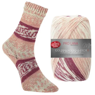 Produktbild von Pro Lana FJORD SOCKS 100 g 4-fach Norweger-Sockenwolle mit zauberhaftem Norwegermuster 420 m Farbe 189 - bordeaux color