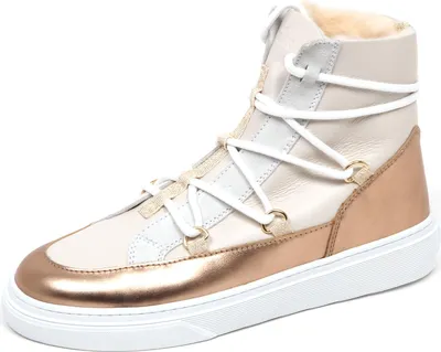 Produktbild von E4462 sneaker donna ivory/bronze HOGAN H342 inside eco fur/leather shoe woman