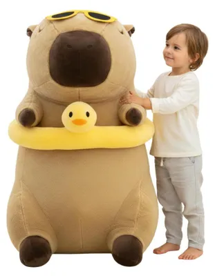 Immagine prodotto di Mascotte grande peluche giocattolo capibara con anatra 100 cm
