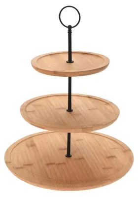 Image de Étagère en bambou à 3 niveaux - Ronde, diamètre 28 cm, hauteur 35 cm