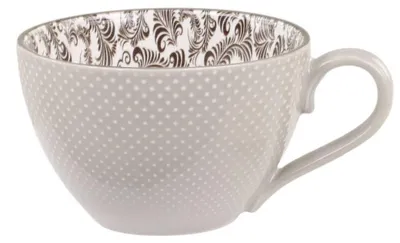 Produktbild von Chic Antique Tasse ARÉS Grau Innenseite mit Muster in Mokka 470 ml Porzellan
