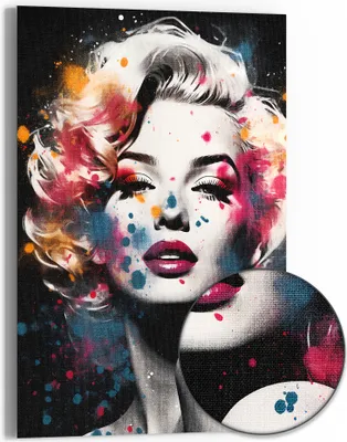 Produktbild von DEQOART Hybrid Leinwand Bild 60x90 cm 'Ikonische Farbdynamik' Wandbild Glas flach modern
