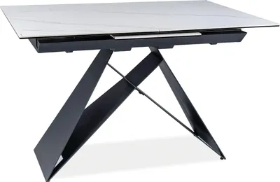 Zdjęcie produktu dla Stół rozkładany WESTIN SC 120(160)x80 biały marmur/czarny mat