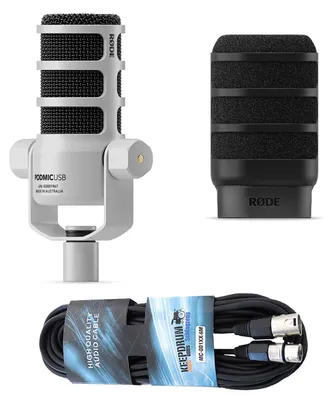 Zdjęcie produktu dla Mikrofon Rode Podmic USB biały z osłoną pop WS14 i kablem
