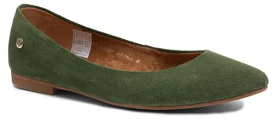 Produktbild von Tiefgrüne Ballerinas aus Naturveloursleder, 1 cm Absatz, Modell 4100W02008
