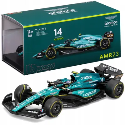 Obrázek produktu pro BBURAGO Aston Martin F1 1:43 Alonso 23, Model sportovního automobilu, Sestavený, 1:43, Aston Martin AMR23 #14, Jakékoliv pohlaví, Kov, Plast
