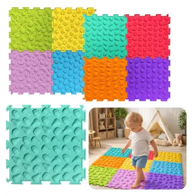 Immagine prodotto di Piastrelle puzzle per percorso sensoriale – Diverse strutture e colori – 24,5