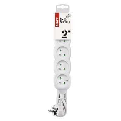 EMOS Prodlužovací kabel 2 m / 5 zásuvek / bílý / PVC / 1 mm2, P0512