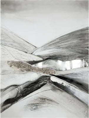 Zdjęcie produktu dla Gilde Gemälde "Landscape" silber/weiß/schwarz/grau handbemalt Breite 90,0 cm Höhe 120,0 cm 38886