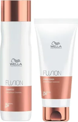 Image de Shampooing réparateur intense Wella Fusion 250 ml + après-shampooing 200 ml