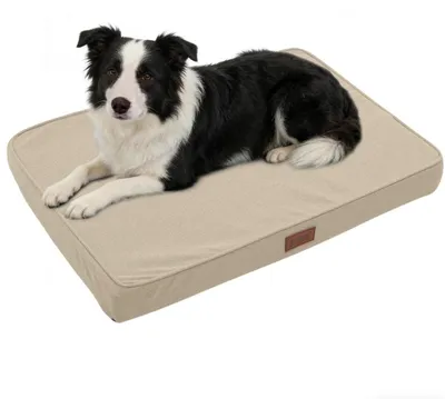 Productafbeelding van Orthopedisch hondenbed, kleur kaki, maat L, afmetingen 105x70x9 cm. Waterdicht en machinewasbaar