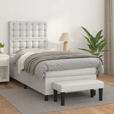 Immagine prodotto di vidaXL Letto a molle con materasso bianco 90x190 cm in Pelle finta - Letti & strutture letto