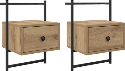 Image de Cabinet de chevet 2 pcs Chêne artisanal 35 x 30 x 51 cm
