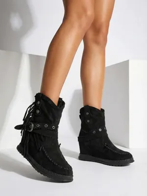 Produktbild von Royalfashion Schwarze Damenstiefel mit verstecktem Anker Dibisa, Größe 39