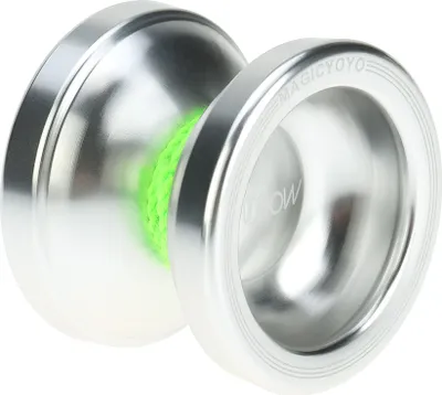 Zdjęcie produktu dla Profesjonalny magiczny jo-jo T6, kolor tęczy, wykonany z aluminium, model 8 Ball KK z sznurkiem i łożyskami, dla dzieci, kolor srebrny