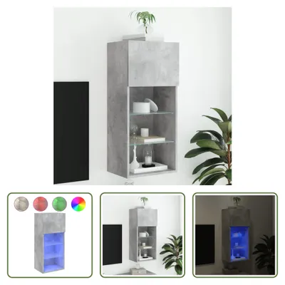 Produktbild von The Living Store TV-Schrank mit LED-Leuchten Betongrau 40,5x30x90 cm