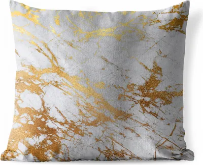 Produktbild von MuchoWow® Outdoor Kissen - Marmor - Gold - Weiß - 40x40 cm - Wetterfest - Lounge Kissen - Kopfkissen - Interieur - Polster mit Bild
