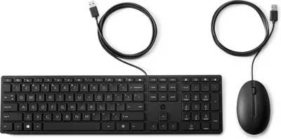 Produktbild von HP Wired Desktop 320MK Maus und Tastatur, Volle Größe (100%), Kabelgebunden, USB, Mechanischer Switch, Schwarz, Maus enthalten