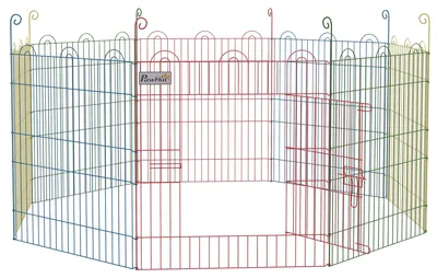 Produktbild von Freilaufgehege,Welpenauslauf,modularesDesign,verriegelbar,Stahl,Ø156x60Hcm,Bunt