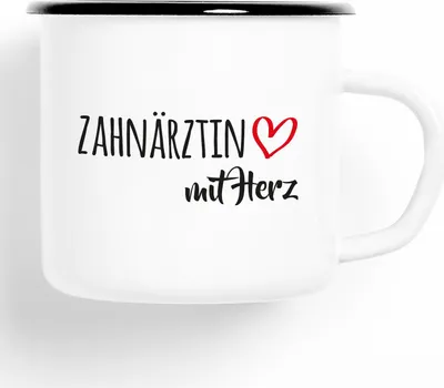 Produktbild von Huuraa Emaille Tasse Zahnärztin Geschenk Kaffeebecher Vintage 300ml Zahnärztin Präsent