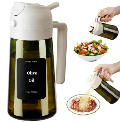 Productafbeelding van Olievoorraadbak en oliesproeier - 2-in-1 doseerfles - keuken en koken - 470 ml