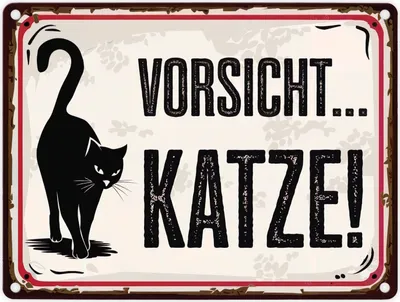 Produktbild von Vorsicht Katze Metallschild in 15x20 cm