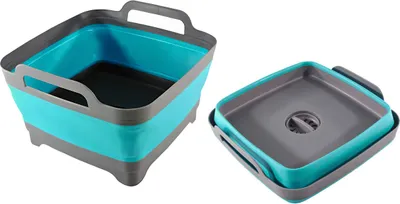 Produktbild von SPÜLSCHÜSSEL 10L faltbar 30x30cm Blau platzsparend Waschbecken Faltschüssel Waschschüssel Campingschüssel Camping Spül Korb 5 (Grün)