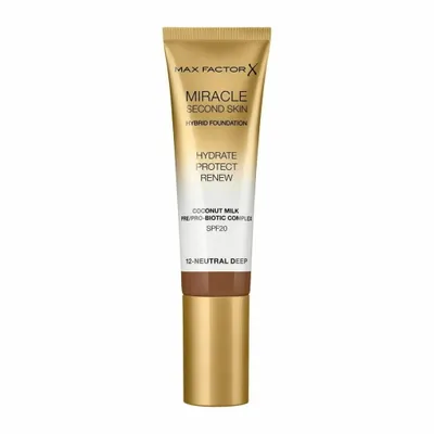 Obrázok produktu pre Max Factor, Miracle Second Skin, Hydrating, Liquid Foundation, 12, Deep Neutral, SPF 20, 30 ml