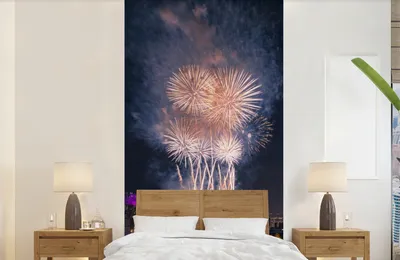 Produktbild von MuchoWow® Fototapete für Wohnzimmer oder Schlafzimmer Wandtapete Vinyl Motivtapete Feuerwerk - Licht - Edinburgh - 120x240 cm - Hintergrundbild