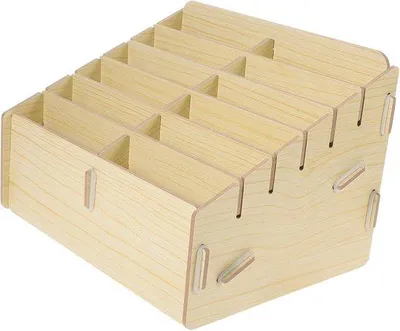 Produktbild von Holz-Kartenhalter für Visitenkarten und Karten, mit Abstellfläche für Fernbedienung und Organisator für Mobiltelefone