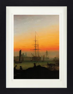 Produktbild von Caspar David Friedrich Gerahmtes Bild Mit Edlem Passepartout | Wand-Bilder | Im Bilderrahmen - Greifswalder Hafen, 1815-1816 (40 x 30 cm)