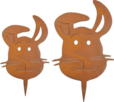 Produktbild von Rostikal Osterdeko 2er Set Osterhasen Gartenstecker 15 und 23 cm Gartendeko Vintage Deko Ostern