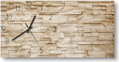 Produktbild von DEQORI Glasuhr 60x30 cm Zahlen 'Raue Schieferwand' Wanduhr Glas Uhr Design leise