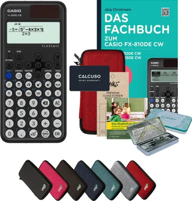 Produktbild von CALCUSO Streberpaket Rot mit Taschenrechner Casio FX-85DE CW