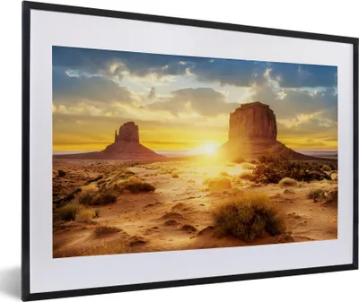 Produktbild von MuchoWow® Gerahmtes Poster Sonnenuntergang - Felsen - Landschaft - Horizont 60x40 cm - Poster mit Schwarzem Bilderrahmen Wandposter Rahmen Foto Bilder - Schlafzimmer - Plakat in Rahmen - Drucken