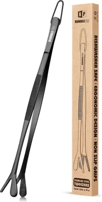 Produktbild von Doppelspitze Kochpinzette 2-in-1 Edelstahl Küchenpinzette Meeresfrüchte Grillen (25.5 CM