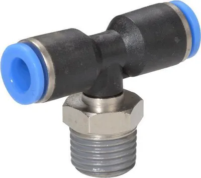 Produktbild von T-Steckverschraubung, Schlauch 8mm, Gewinde R1/8a, STVS-QTECK-R1/8a-8-PBT-SBR-V1-M120