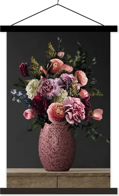 Produktbild von MuchoWow® Textilposter Farben - Blumen - Vase 120x180 cm mit schwarzem Rahmen - Fotos