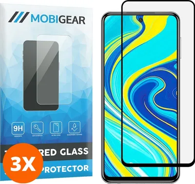 Produktbild von Mobigear Premium 9.98 Xiaomi Redmi Note 9 Panzerglas Gehärtetes Glas Displayschutz - Hüllenfreundlich - Schwarz (3er Pack)