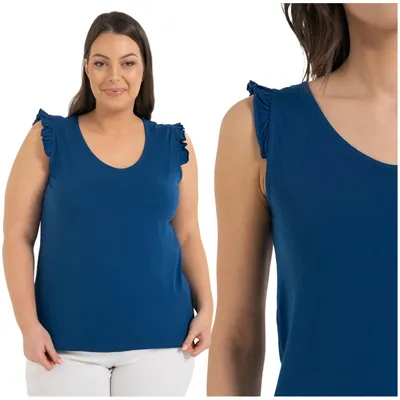Produktbild von Moraj - Damentop Größe M - Bluse Blau - Top fur Damen - Shirt Ausschnitt Rund