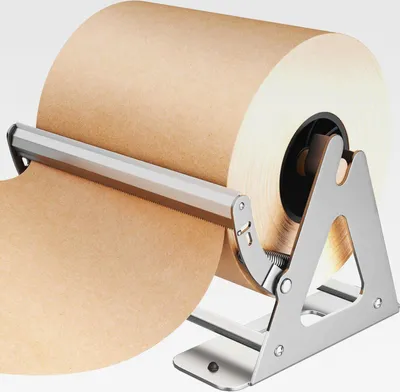 Produktbild von Papierrollenspender und Schneider – robuster Kraft-, Gefrierschrank- und Metzgerpapierspender – rutschfest und an der Wand montierbar (bis zu 150 m Rollen)