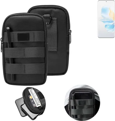 Produktbild von K-S-Trade Holster Gürtel Tasche kompatibel mit Honor 100 Pro Handy Tasche Schutz Hülle dunkel-grau viele Fächer, 1x