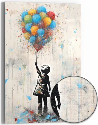 Produktbild von DEQOART Hybrid Leinwand Bild 60x90 cm 'Ballonträumerei' Wandbild Glas flach modern