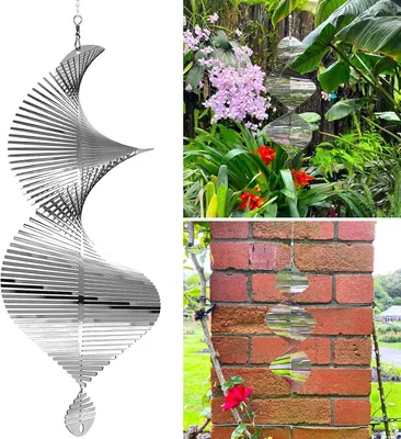 Produktbild von Ovales Spiral-Windspiel aus Metall, 360°-Gartenornament, hängender Sonnenfänger, für drinnen und draußen