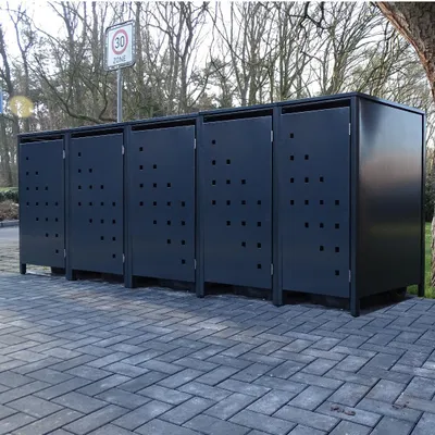 Produktbild von 5 Mülltonnenboxen Modell No.3 Anthrazit komplett RAL7016 für 240Liter Mülltonnen