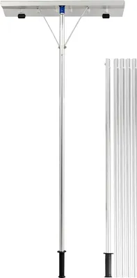 Produktbild von GOPLUS Schneeschieber Dach mit teleskopstiel aus Aluminium, Einstellbereich 160-610cm, Schneeschaufeln, Dachräumer leicht mit großer Klinge, TPR-Griff