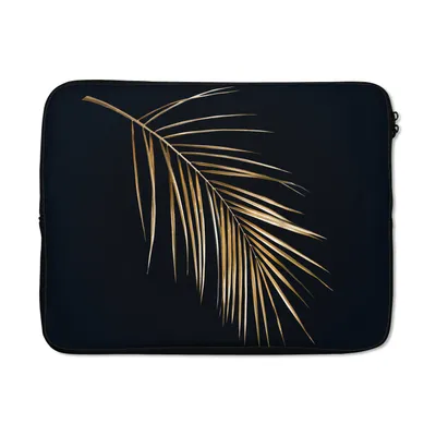 Produktbild von MuchoWow® Laptop Hülle 15 Zoll Pflanzen - Gold - Schwarz - Blätter - Luxus Laptoptasche - Laptoptasche - Sleeve - Rundum-Schutz