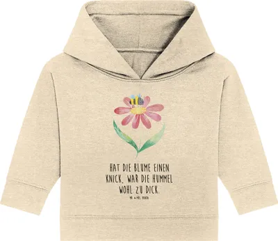 Produktbild von Mr. & Mrs. Panda Organic Baby Hoodie Hummel Blume 24. - 36. Monat - Natural Raw - Geschenk, Biene, Wespe, Lustige Sprüche, Natur, Kapuzensweatshirt, Kapuzenshirt, Hummeln